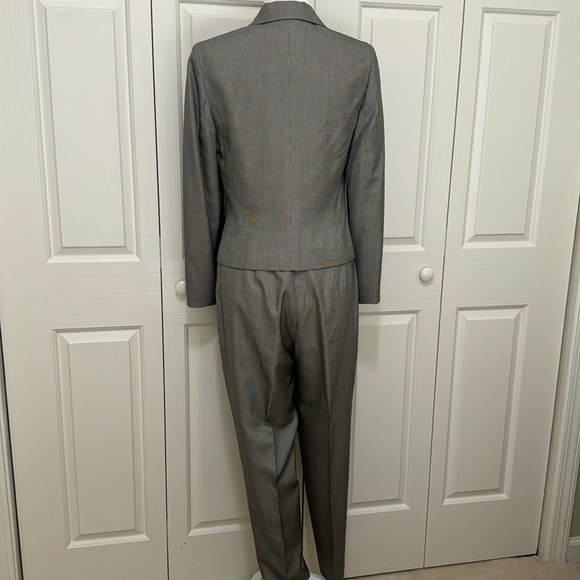 Vintage Ann Taylor Silk Houndstooth Pantsuit Set Petite 8P 10P Lined - Picture 3 of 17